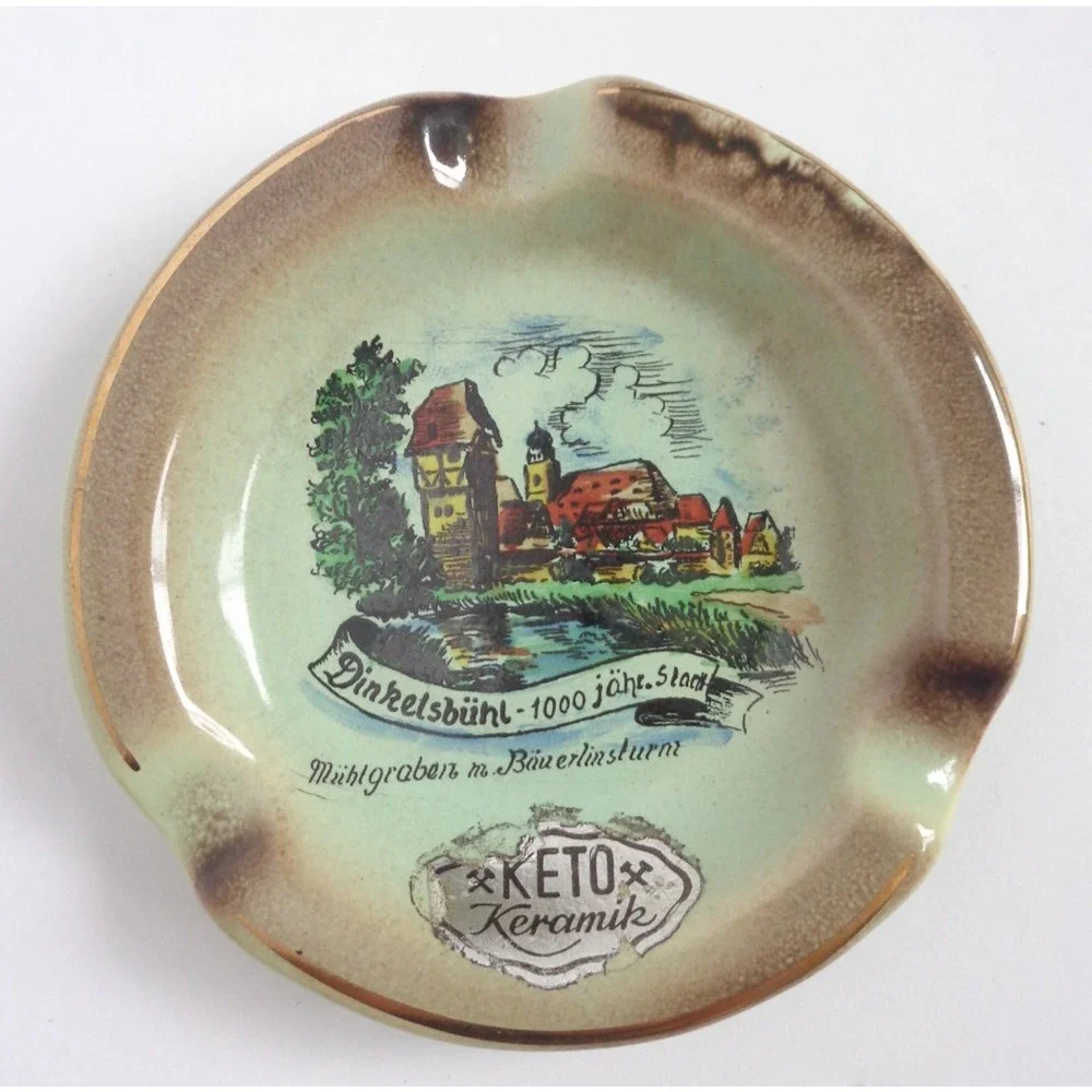 Germany Dinkelsbuhl Ashtray One Thousand Year City Muhlgraben Keto Ceramic Dish